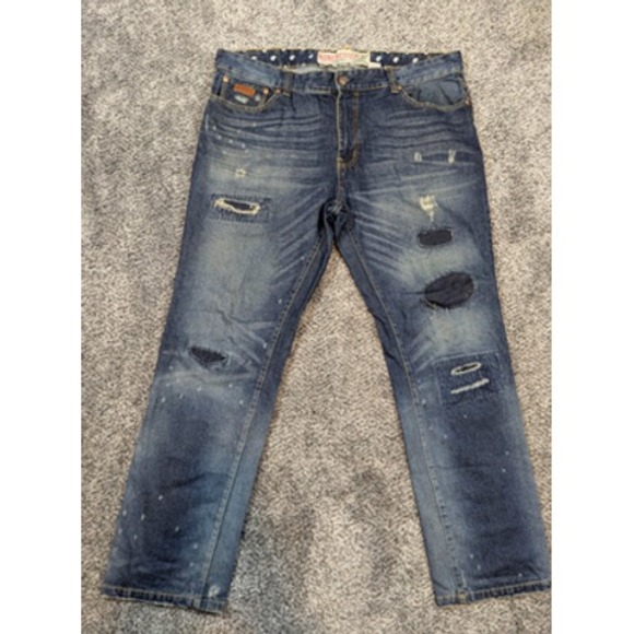 Winchester Jeans Mens 40 Distressed Denim‎ Patch Straight American Legend 42x32 - Picture 1 of 14